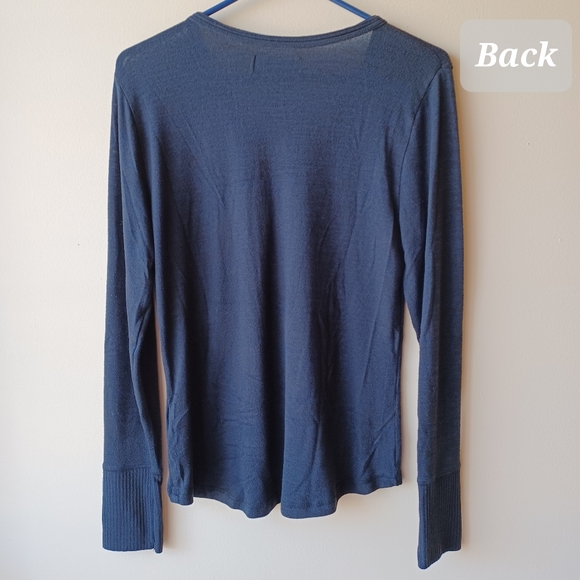 Abercrombie & Fitch Soft A&F Cozy Blue Black Heather VNeck Henley Sweater Size L - Picture 7 of 10